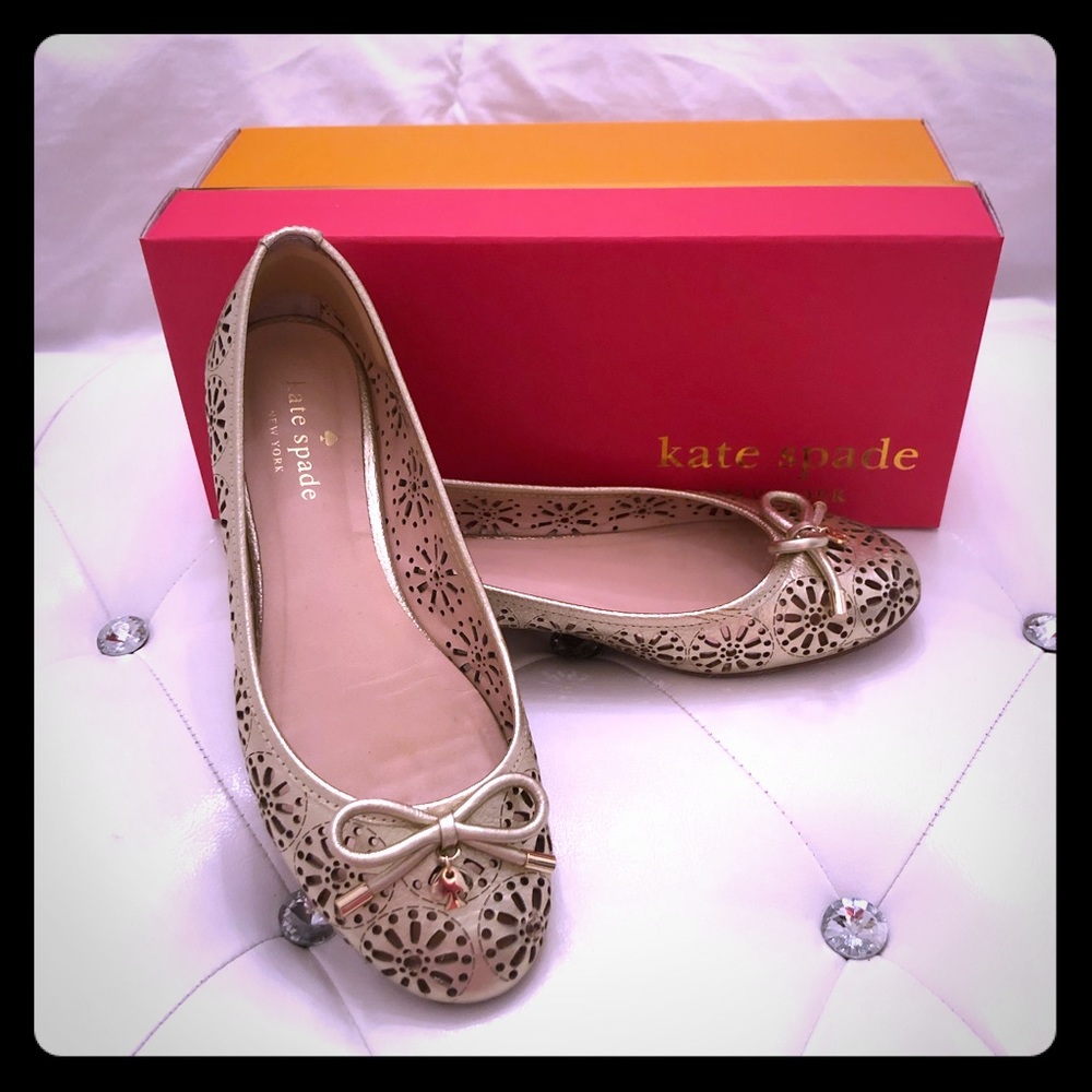 KATE SPADE♠️  Walsy Metallic Tumbled Leather Flats